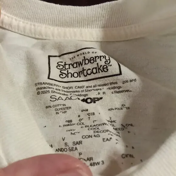 Strawberry Shortcake T Shirt LG. Honey Pie Short Sleeve Ivory Graphic Tee Women - Picture 3 of 4